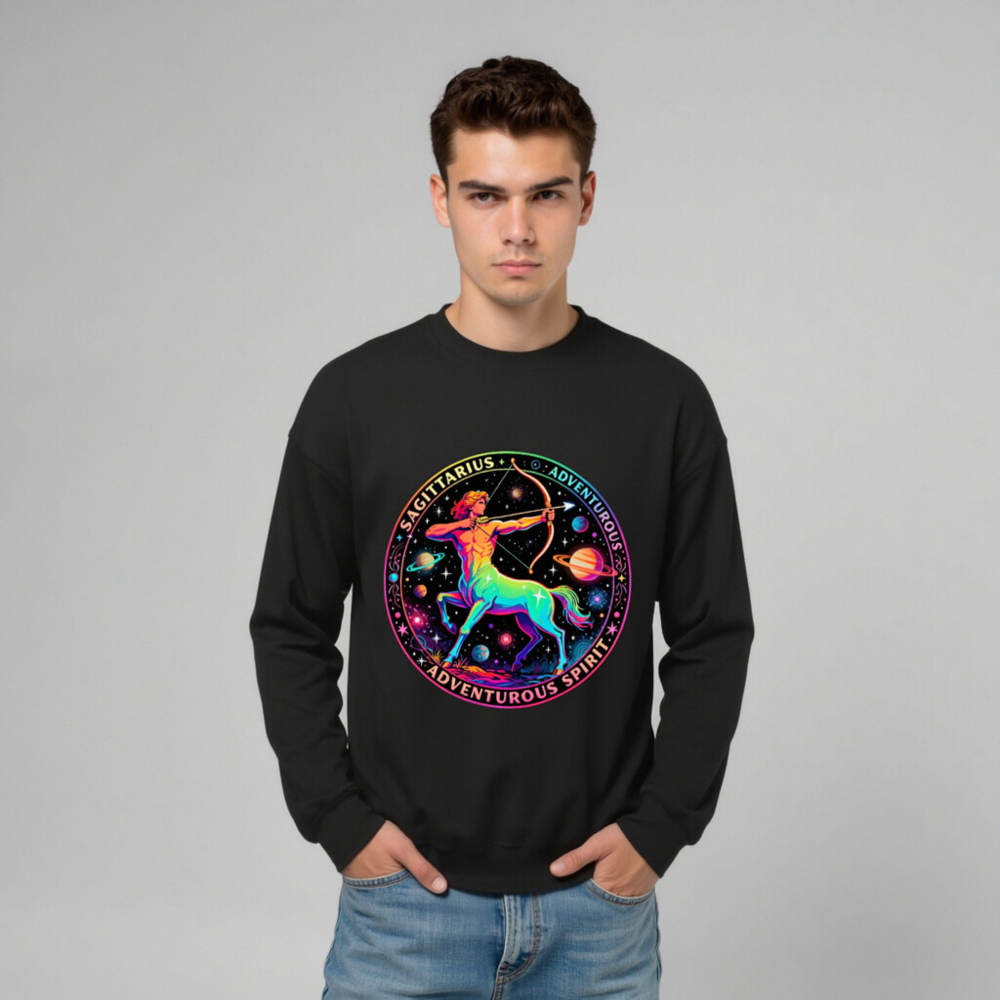 Unisex Sagittarius Astrology Sweatshirt - Rainbow Centaur Adventure Spirit - Image 7