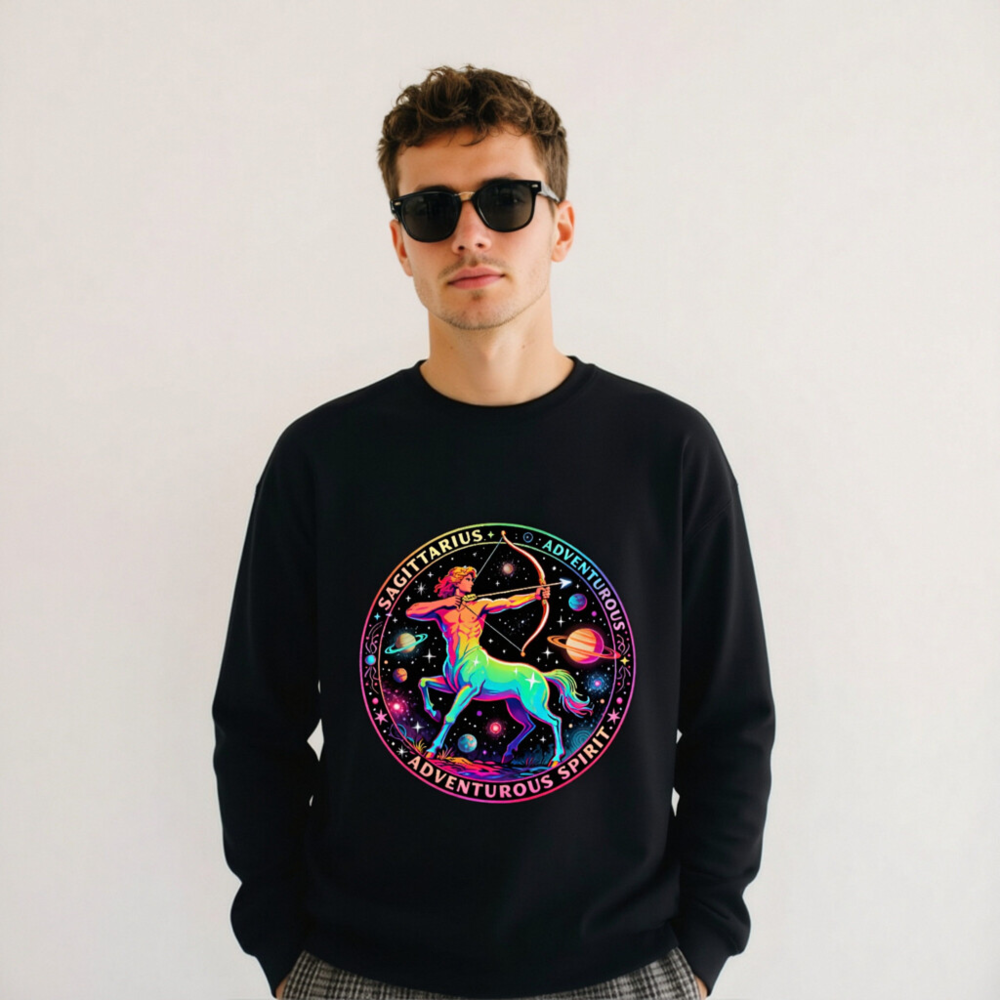 Unisex Sagittarius Astrology Sweatshirt - Rainbow Centaur Adventure Spirit - Image 8