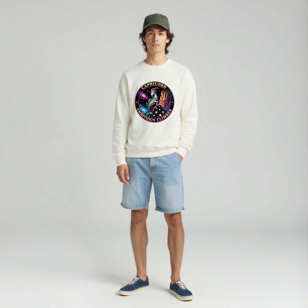 Capricorn Ambitious Climber Unisex Sweatshirt - Rainbow Goat Astral Design - Image 2