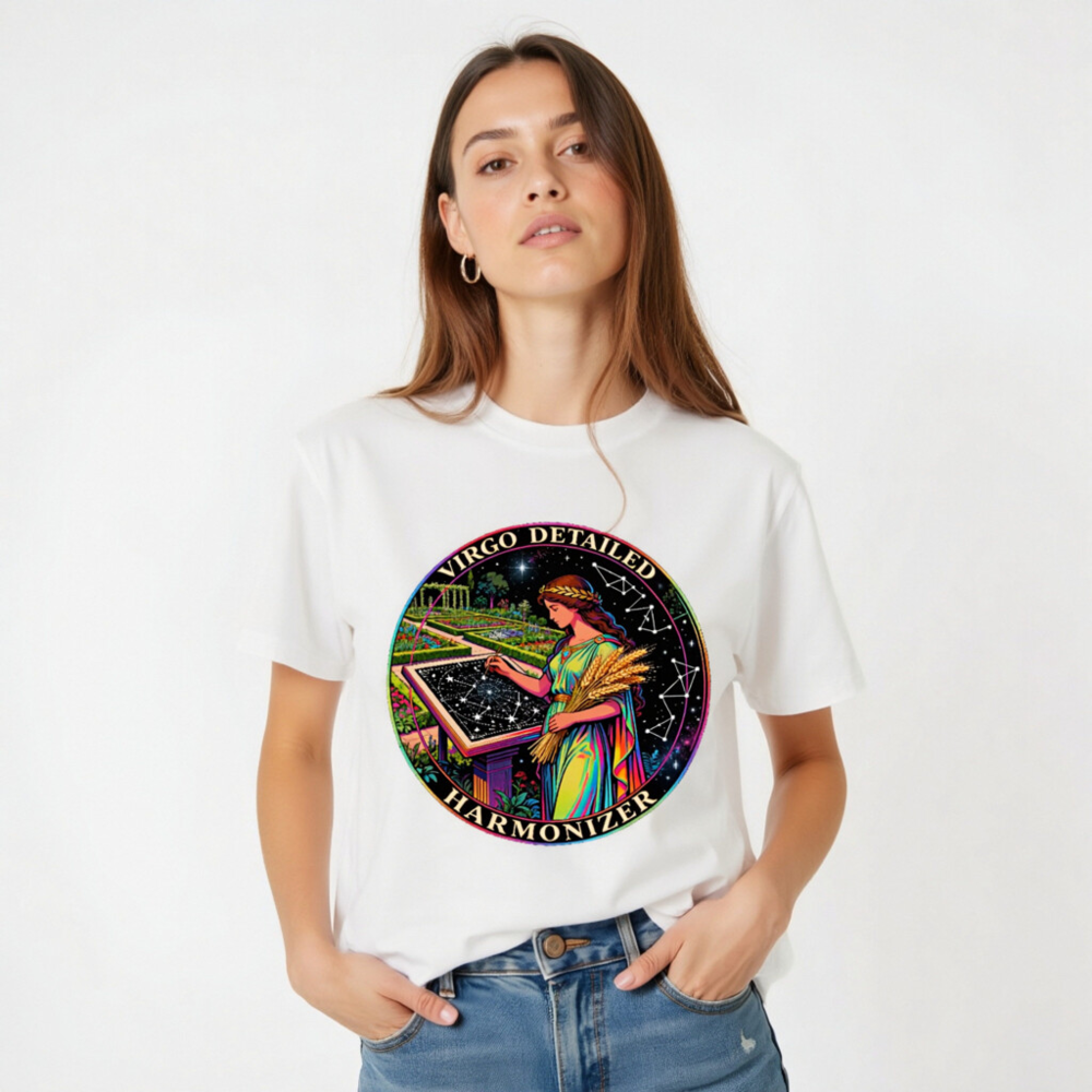 Virgo Detailed Harmonizer Unisex Organic Cotton T-Shirt - Image 3