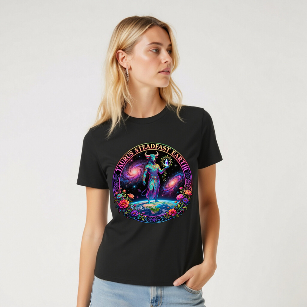 Unisex Organic Cotton T-Shirt - Taurus Steadfast Earth Cosmic Bull Design - Image 6