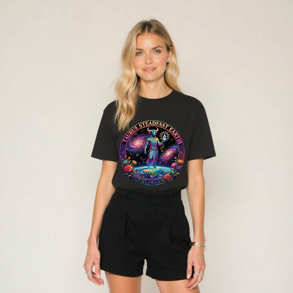 Unisex Organic Cotton T-Shirt - Taurus Steadfast Earth Cosmic Bull Design - Image 7