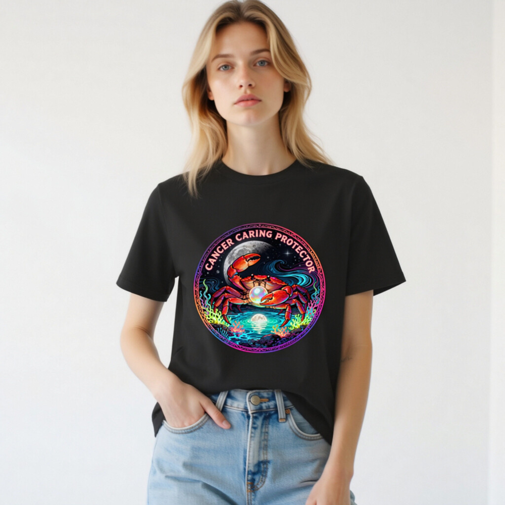 Unisex Organic Cotton T-Shirt - Cancer Caring Protector Crab Design - Image 2