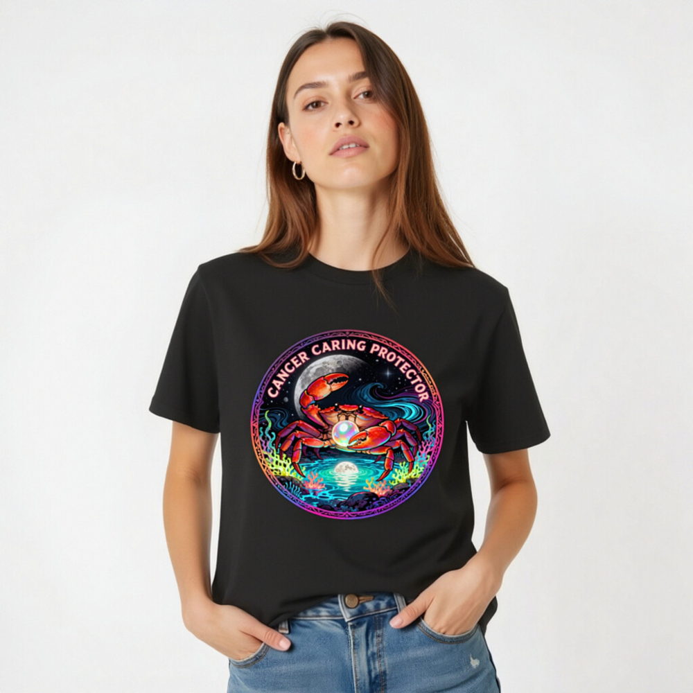Unisex Organic Cotton T-Shirt - Cancer Caring Protector Crab Design - Image 3