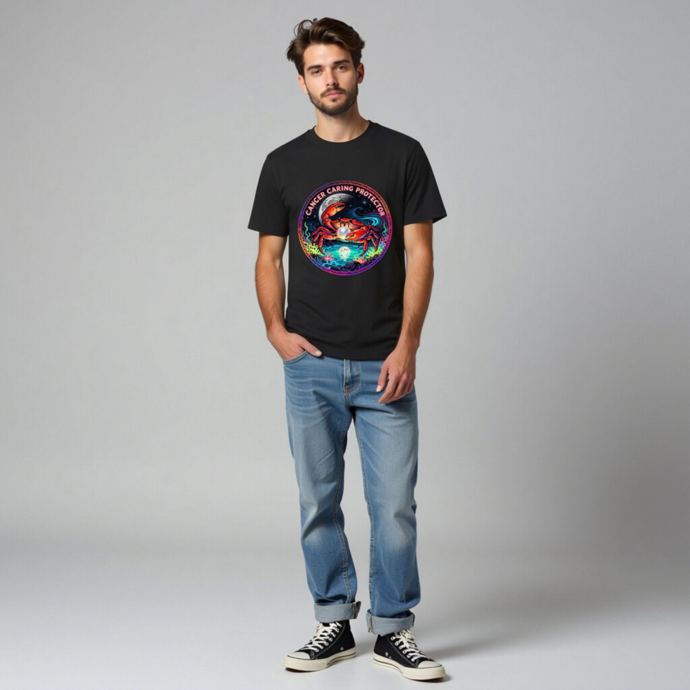 Unisex Organic Cotton T-Shirt - Cancer Caring Protector Crab Design - Image 6