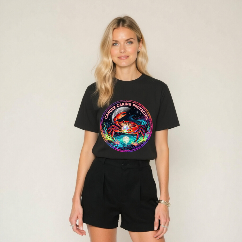 Unisex Organic Cotton T-Shirt - Cancer Caring Protector Crab Design - Image 8