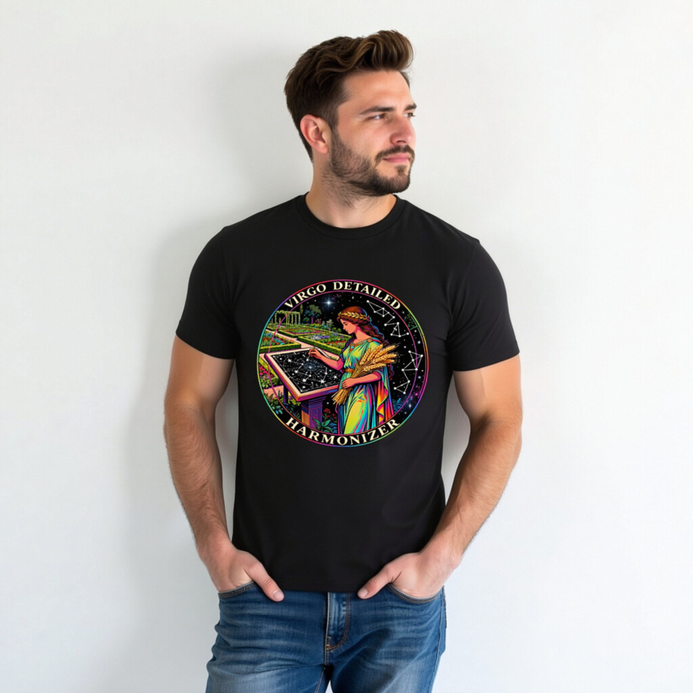 Unisex Organic Cotton T-Shirt - Virgo Detailed Harmonizer Celestial Garden Design - Image 5