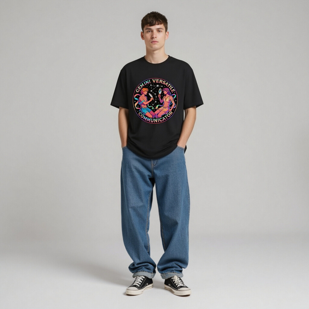 Gemini Versatile Communicator Unisex T-Shirt - Cosmic Twin Design - Image 5
