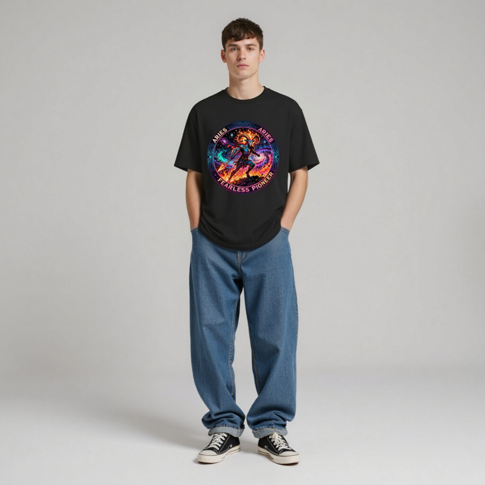 Aries Fearless Pioneer Unisex T-Shirt - Cosmic Ram Warrior Design - Image 5