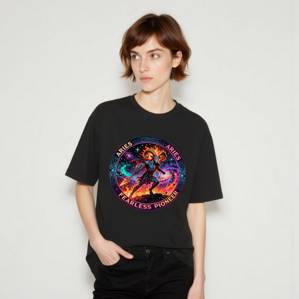 Aries Fearless Pioneer Unisex T-Shirt - Cosmic Ram Warrior Design - Image 9