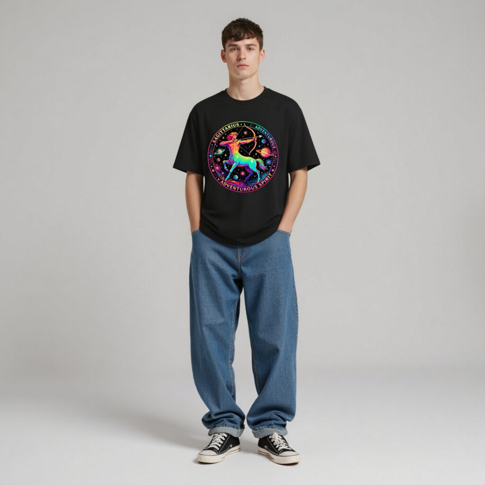 Unisex Sagittarius Astrology T-Shirt - Rainbow Archer, Adventurous Spirit - Image 5