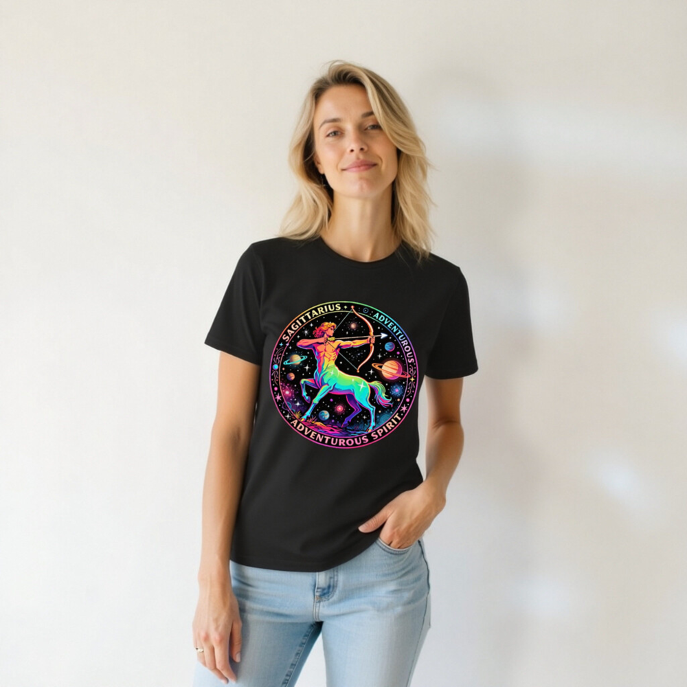 Unisex Sagittarius Astrology T-Shirt - Rainbow Archer, Adventurous Spirit - Image 6