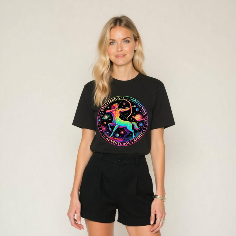 Unisex Sagittarius Astrology T-Shirt - Rainbow Archer, Adventurous Spirit - Image 8