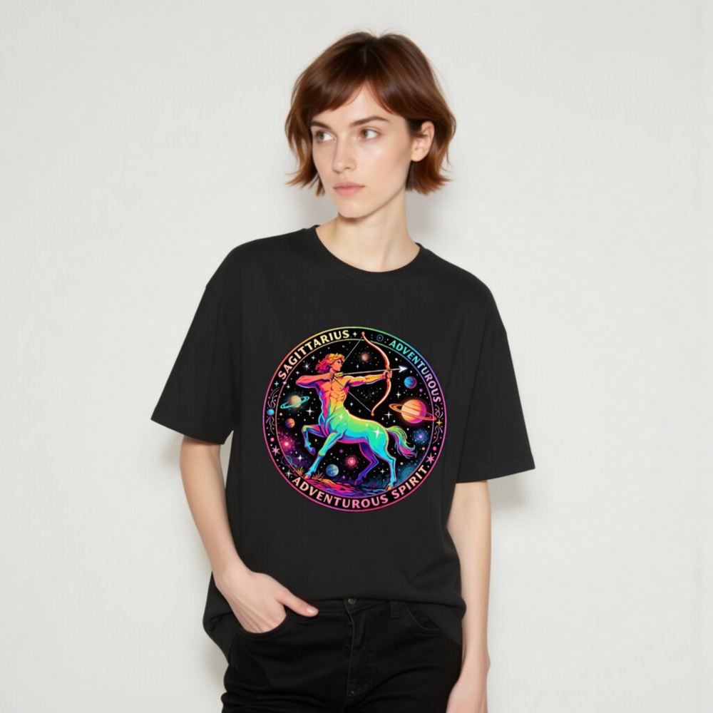 Unisex Sagittarius Astrology T-Shirt - Rainbow Archer, Adventurous Spirit - Image 9