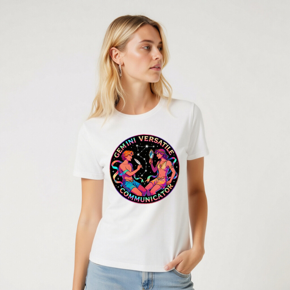 Gemini Versatile Communicator Unisex T-Shirt - Cosmic Twin Design - Image 7