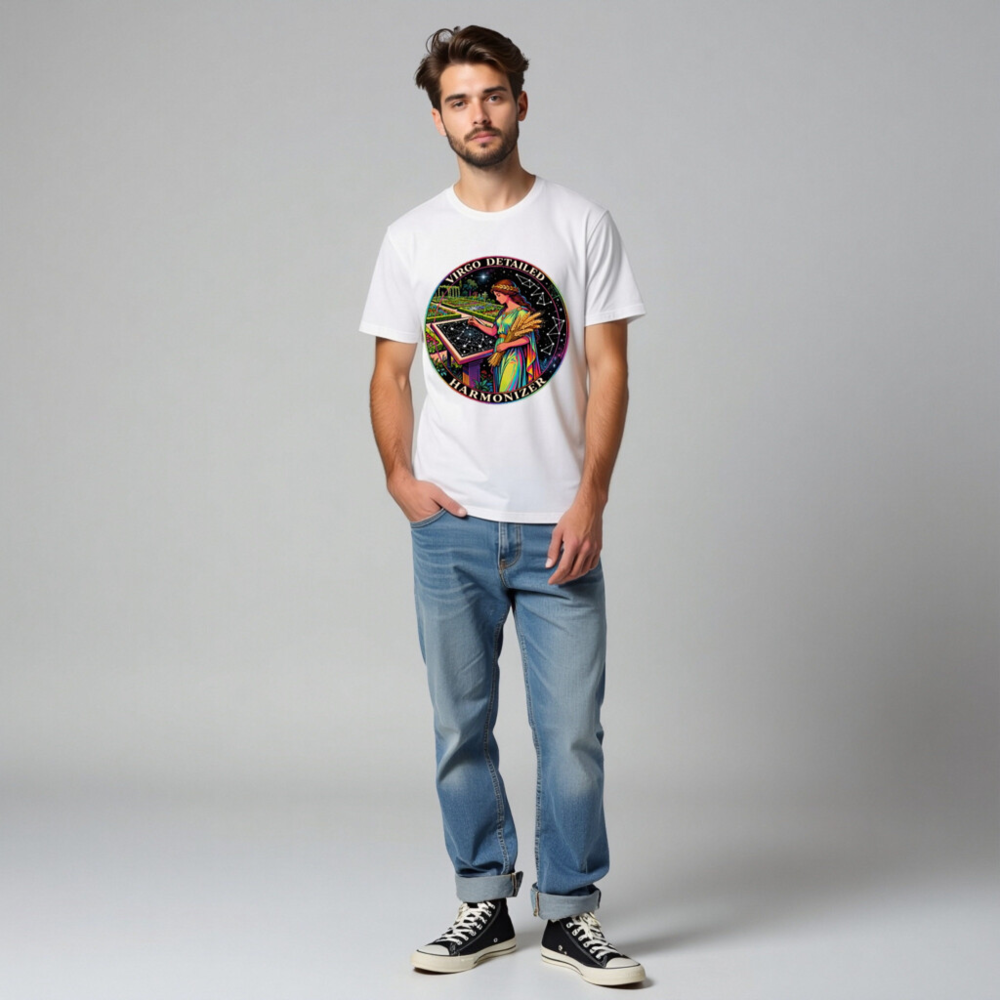 Virgo Detailed Harmonizer Unisex T-Shirt - Rainbow Virgo Goddess Astrology Design - Image 6