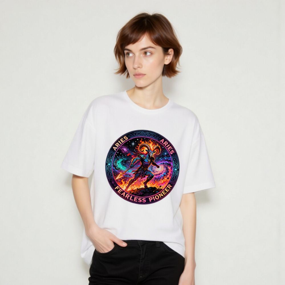 Aries Fearless Pioneer Unisex T-Shirt | Cosmic Ram Warrior Design - Image 8