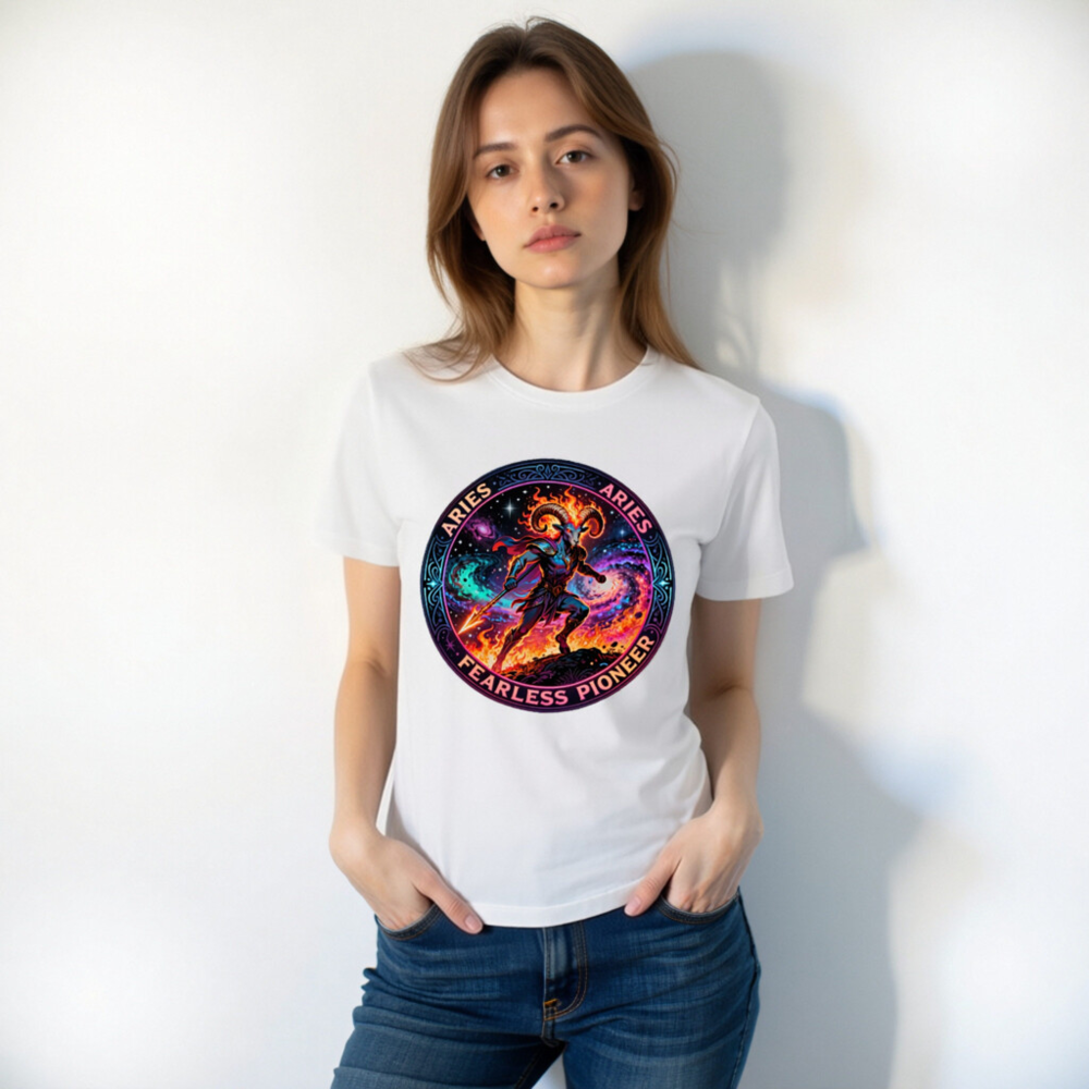 Aries Fearless Pioneer Unisex T-Shirt | Cosmic Ram Warrior Design - Image 9