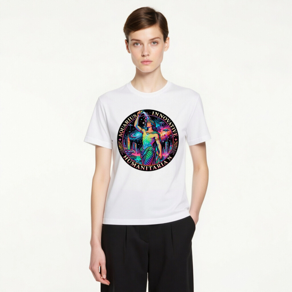 Unisex Aquarius T-Shirt - Innovative Humanitarian Design, Rainbow Mermaid Art - Image 3
