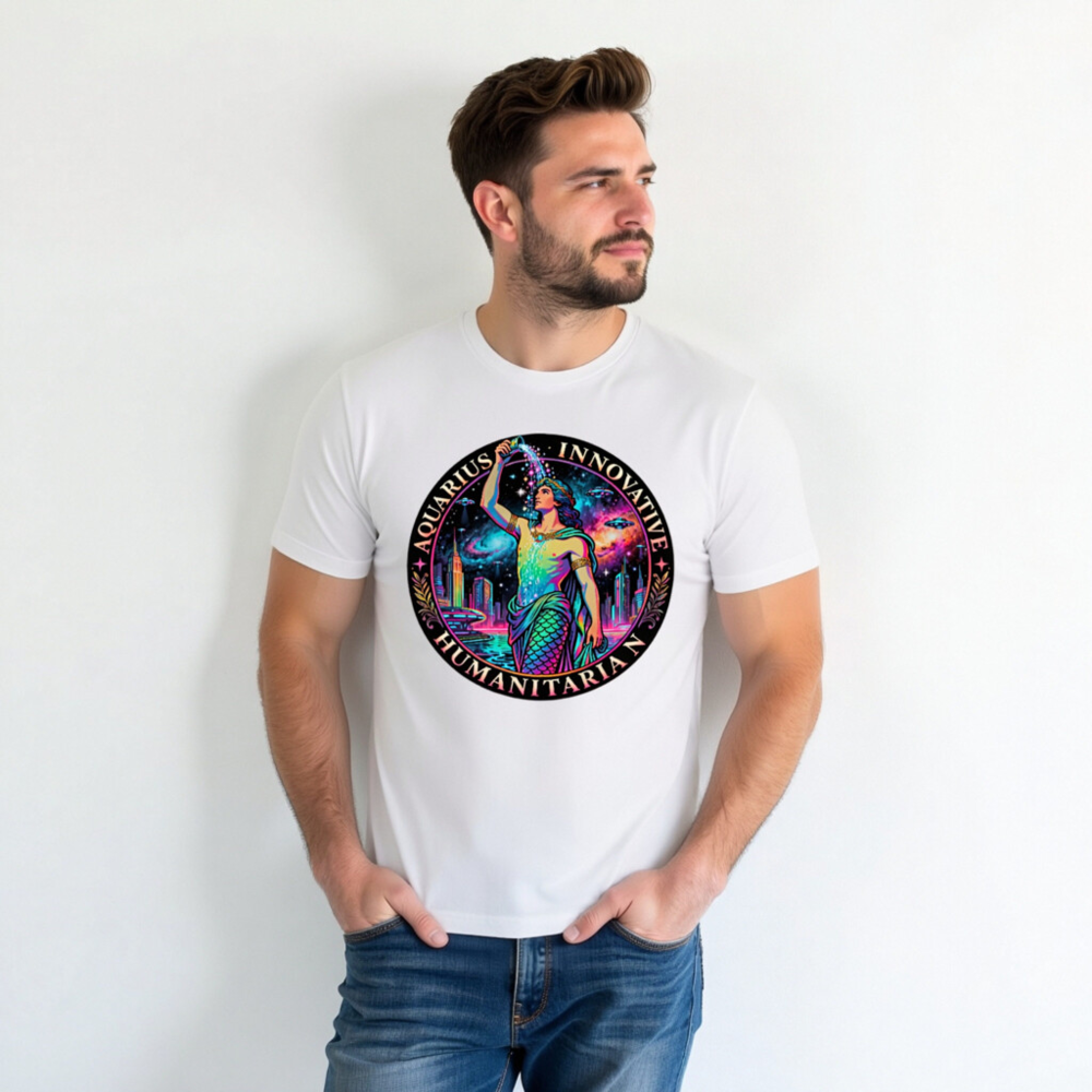 Unisex Aquarius T-Shirt - Innovative Humanitarian Design, Rainbow Mermaid Art - Image 5