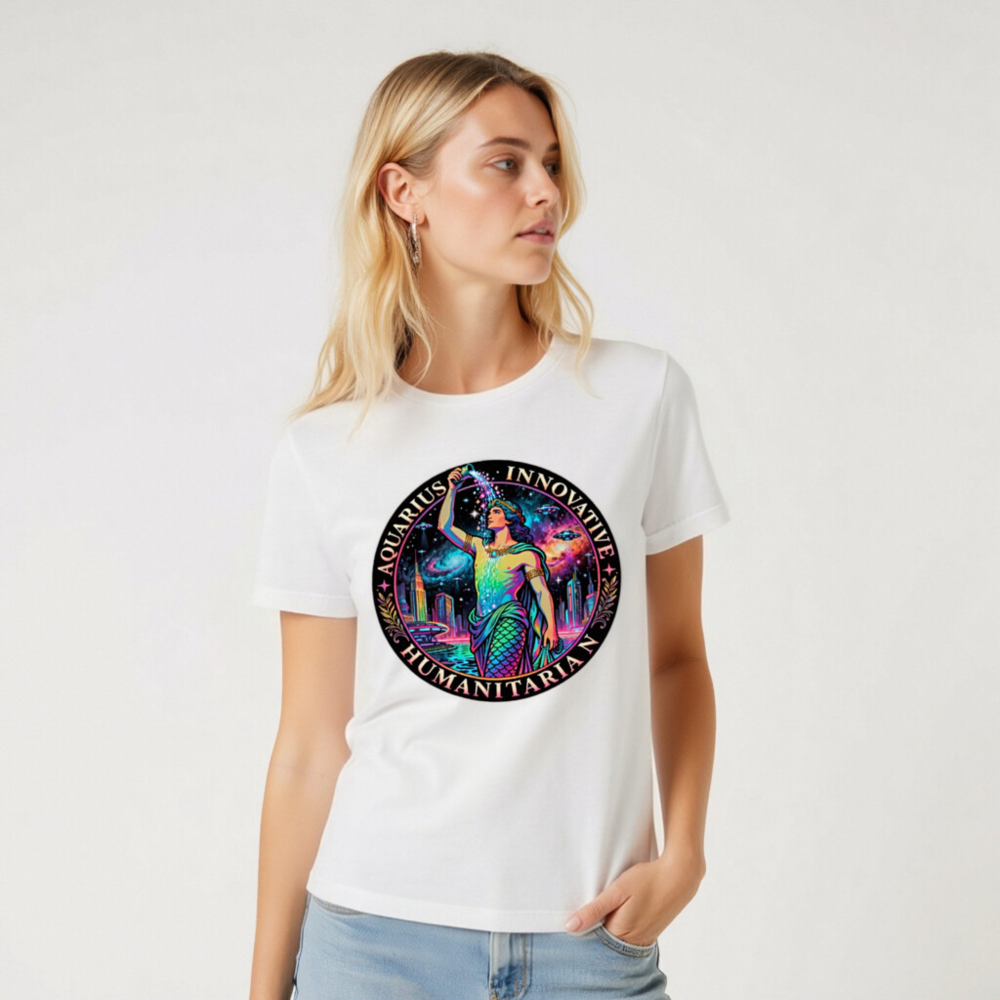 Unisex Aquarius T-Shirt - Innovative Humanitarian Design, Rainbow Mermaid Art - Image 7