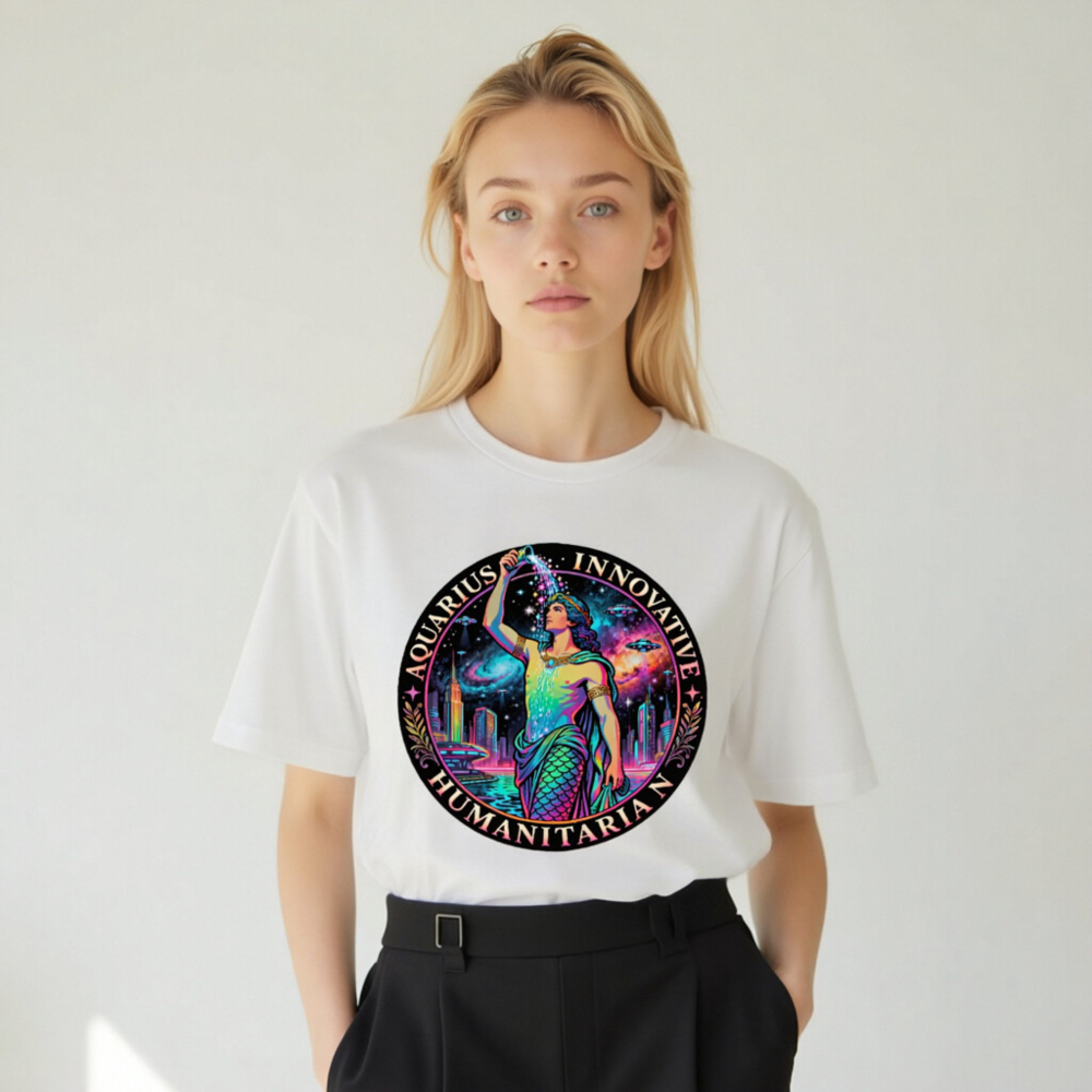 Unisex Aquarius T-Shirt - Innovative Humanitarian Design, Rainbow Mermaid Art - Image 8