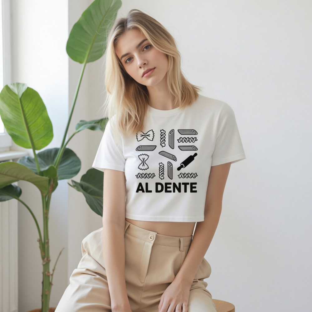 Women's Crop Top - Al Dente Pasta Design, Comfort Fit, Casual Style - Image 7