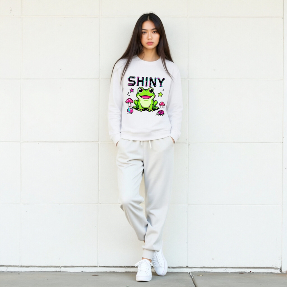 Shiny Frog Pixel Art Unisex Long Sleeve Tee - Cute Green Amphibian Design - Image 4