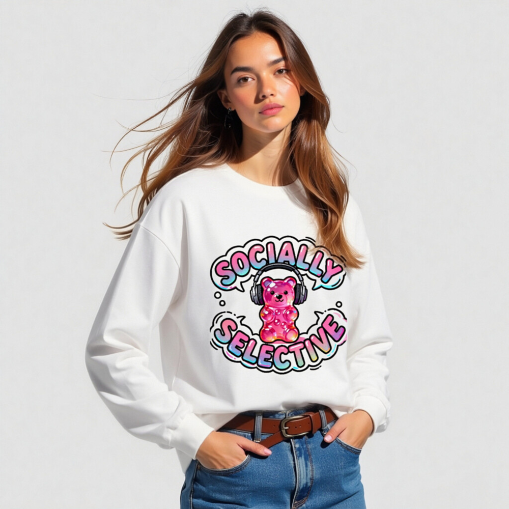 Socially Selective Gummy Bear Long Sleeve Tee - Unisex, Cute & Trendy - Image 3