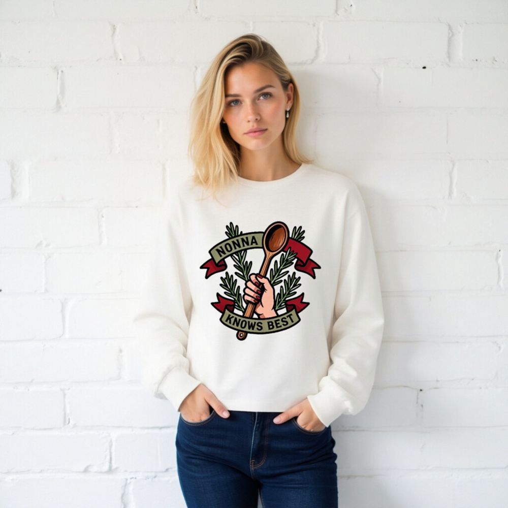 Nonna Knows Best Long Sleeve Tee - Unisex Wood Spoon Rosemary Design - Image 2