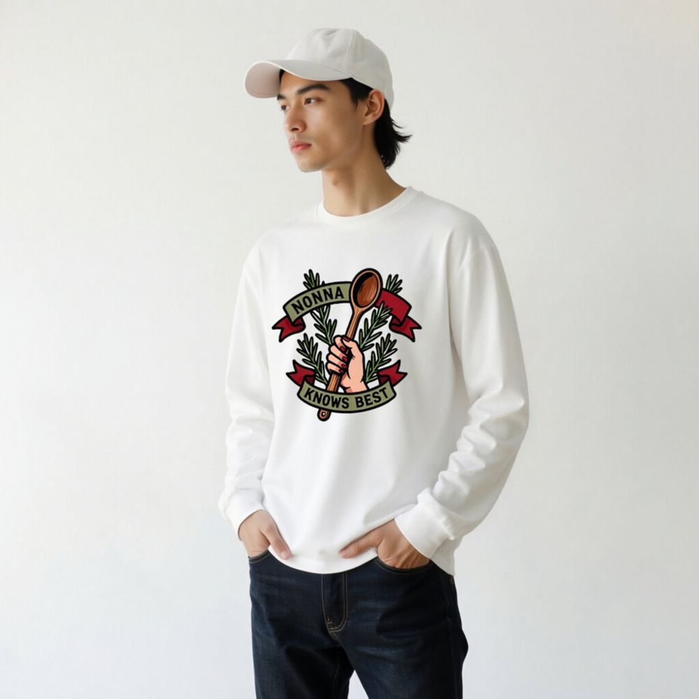 Nonna Knows Best Long Sleeve Tee - Unisex Wood Spoon Rosemary Design - Image 5