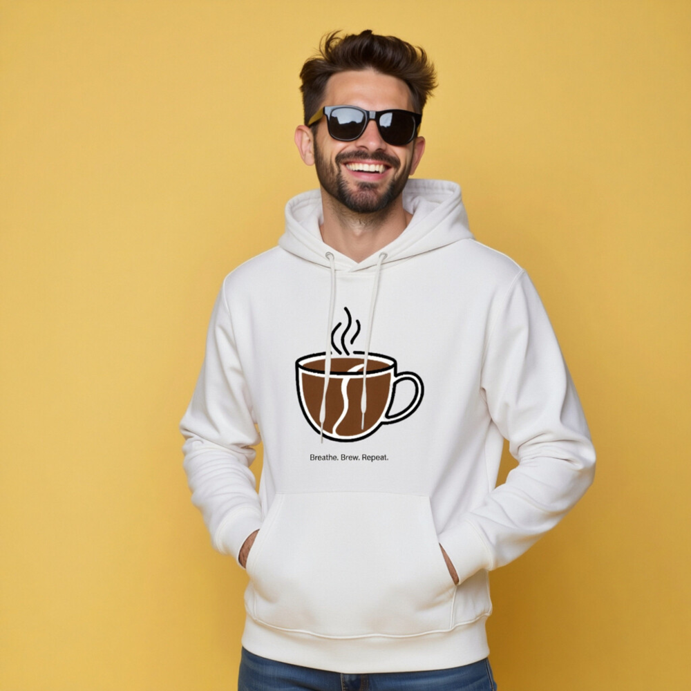 Unisex Eco Hoodie | Breathe. Brew. Repeat. Coffee Lover Sweatshirt - Image 5