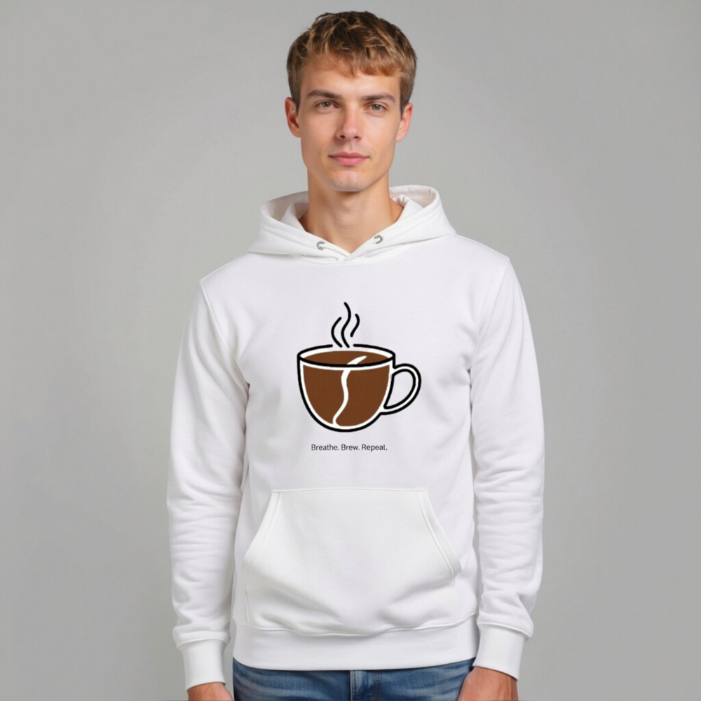 Unisex Eco Hoodie | Breathe. Brew. Repeat. Coffee Lover Sweatshirt - Image 7