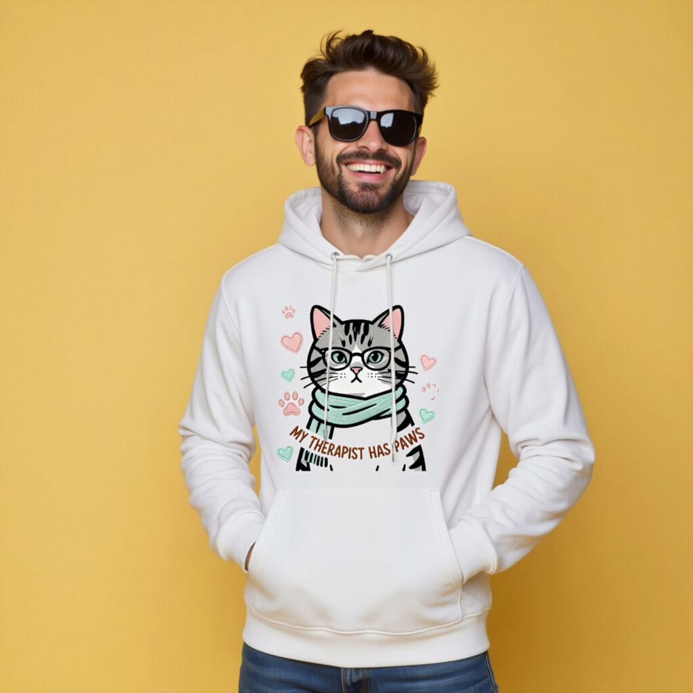 Unisex Eco Hoodie - My Therapist Has Paws Cat Graphic Sweatshirt - Image 5