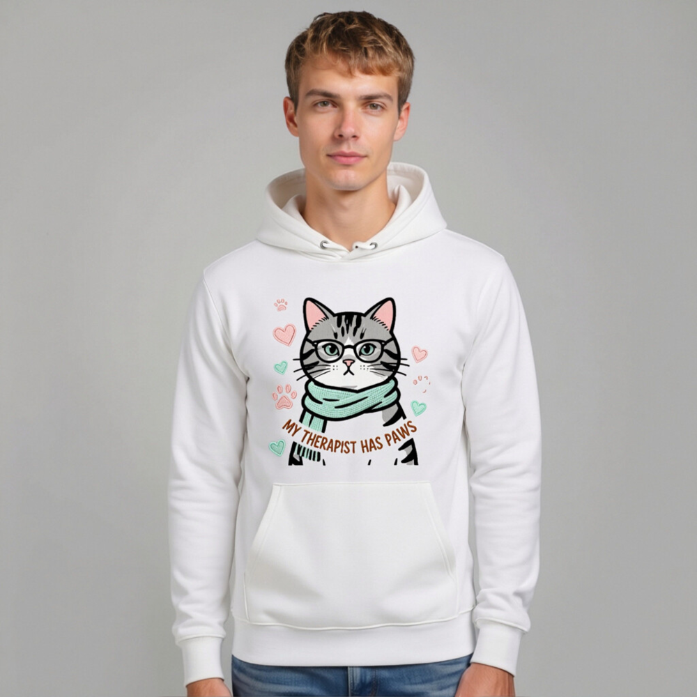 Unisex Eco Hoodie - My Therapist Has Paws Cat Graphic Sweatshirt - Image 7