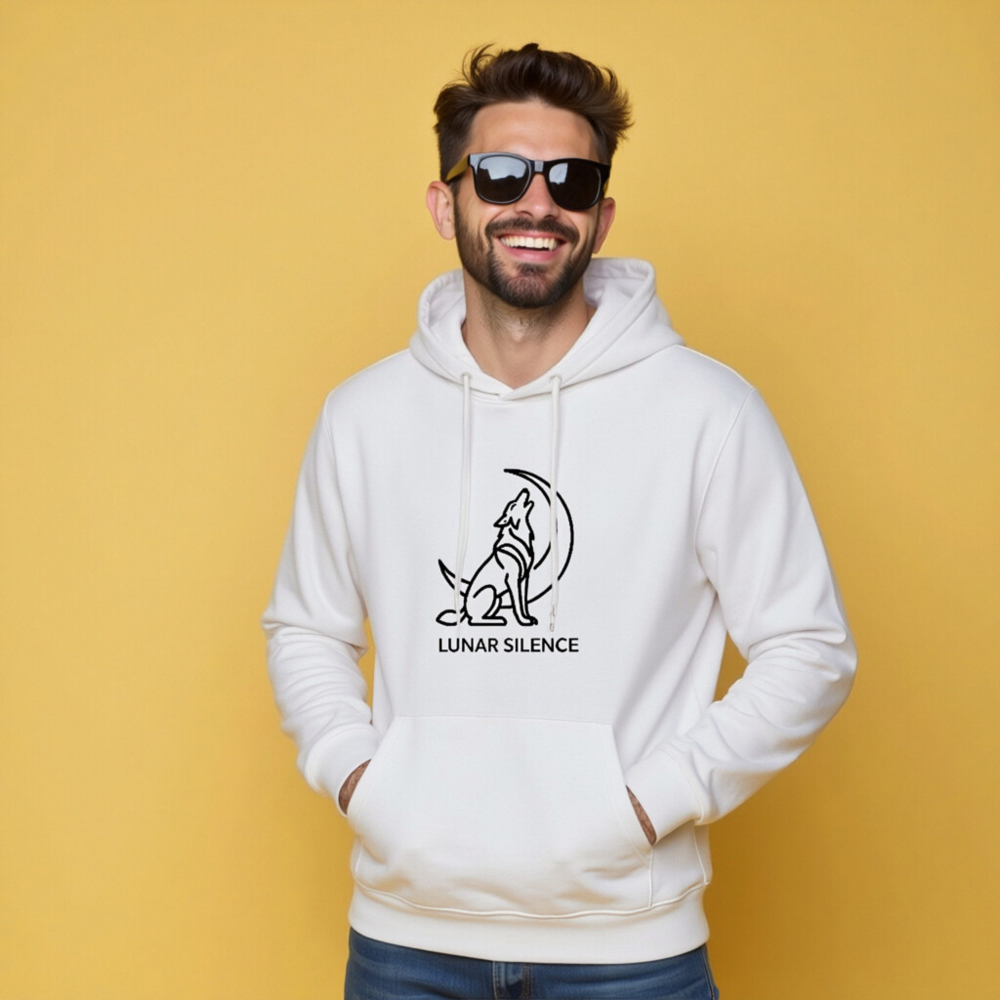 Unisex Essential Eco Hoodie | Lunar Silence Wolf Moon Design - Image 5