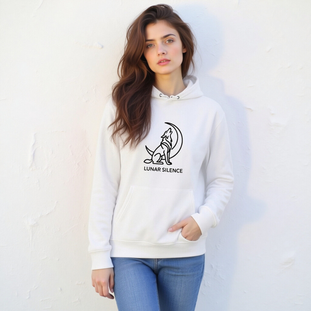 Unisex Essential Eco Hoodie | Lunar Silence Wolf Moon Design - Image 6