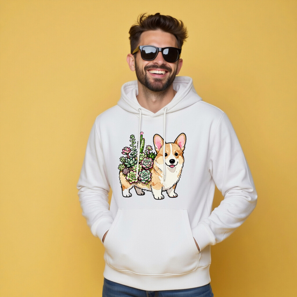 Corgi Succulent Hoodie - Unisex Eco Essential Sweatshirt - Image 5