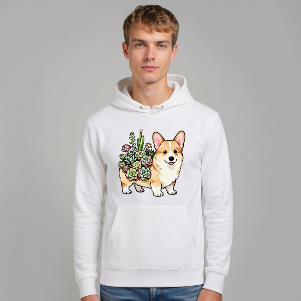 Corgi Succulent Hoodie - Unisex Eco Essential Sweatshirt - Image 7