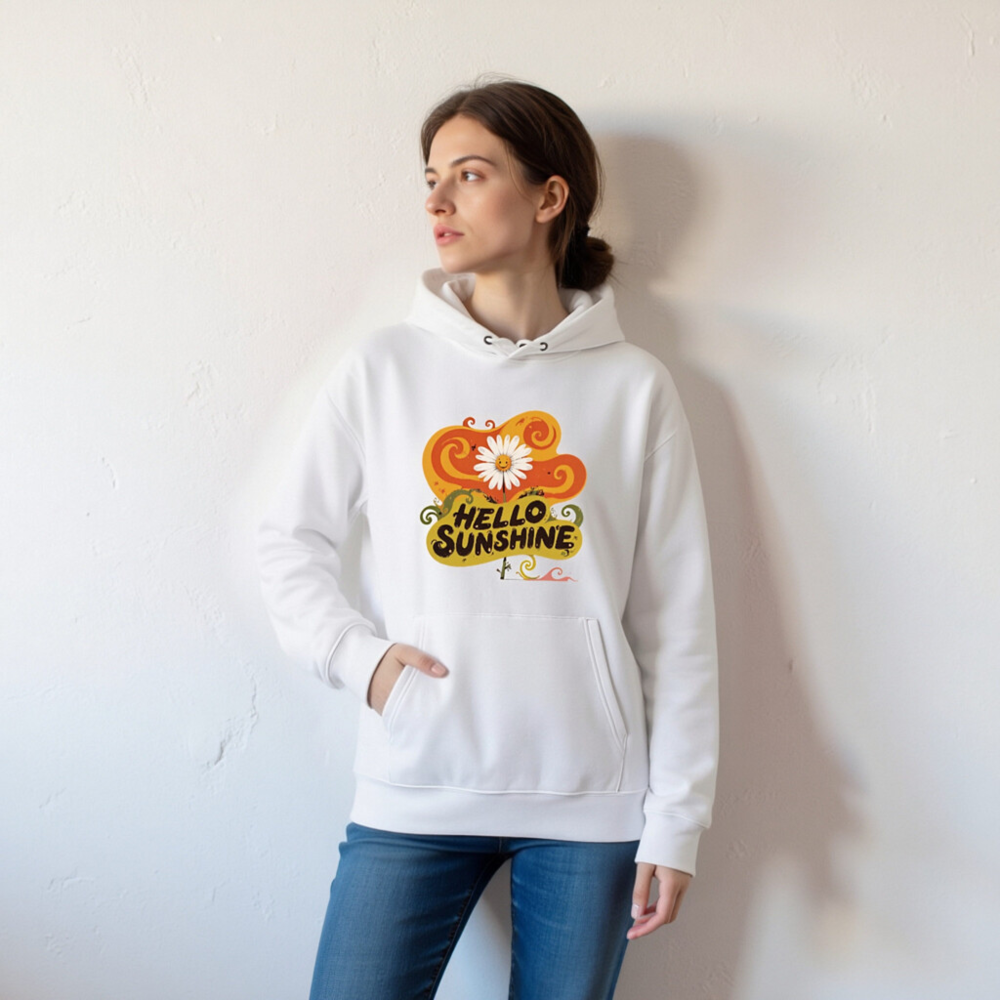 Unisex Eco Hoodie - Hello Sunshine Daisy Design, Soft Organic Cotton - Image 4