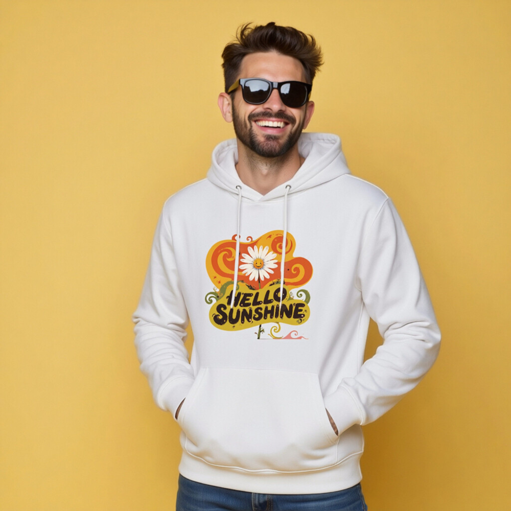 Unisex Eco Hoodie - Hello Sunshine Daisy Design, Soft Organic Cotton - Image 5