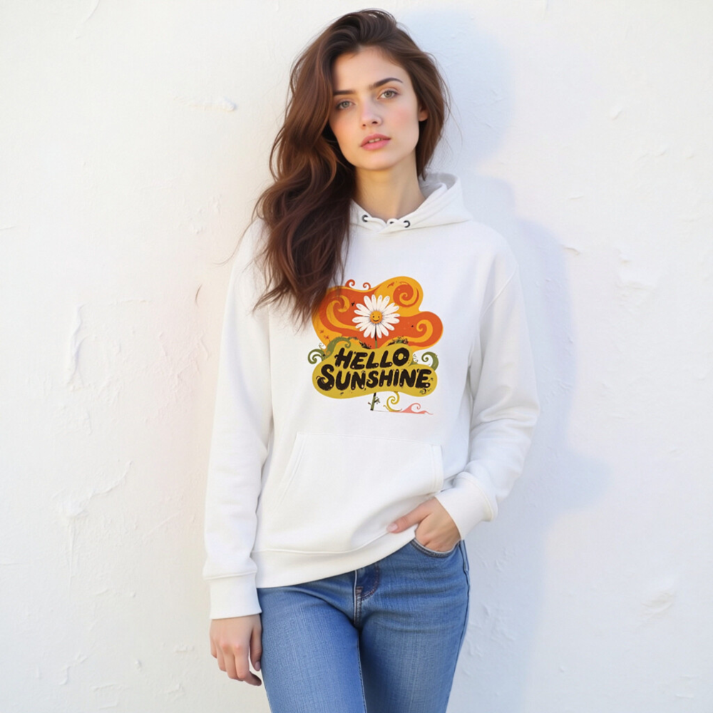 Unisex Eco Hoodie - Hello Sunshine Daisy Design, Soft Organic Cotton - Image 6