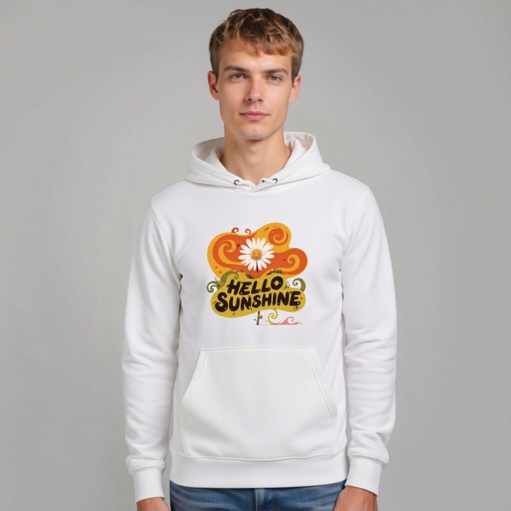 Unisex Eco Hoodie - Hello Sunshine Daisy Design, Soft Organic Cotton - Image 7
