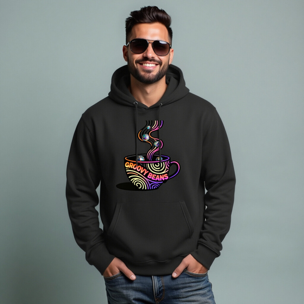 Unisex Eco Hoodie - Groovy Beans Coffee Design, Essential Sustainable Sweatshirt - Image 4