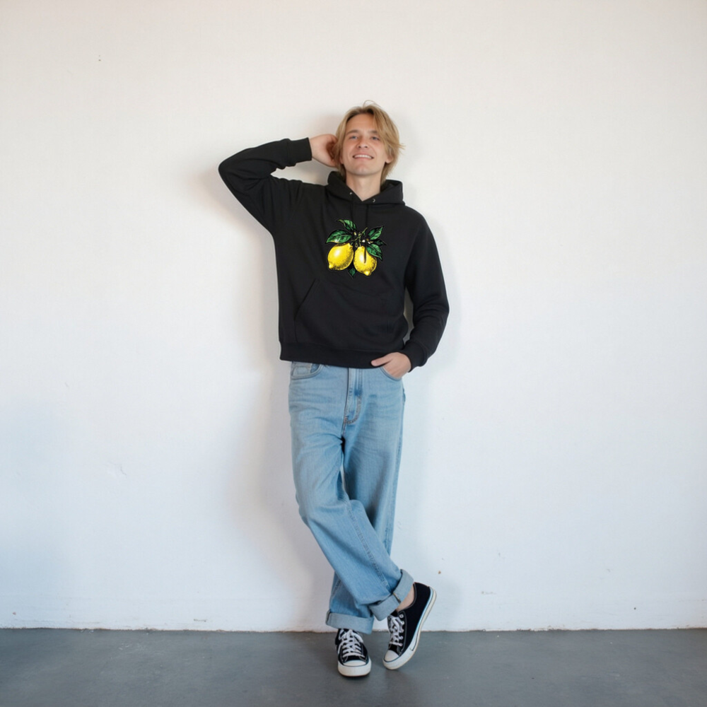 Unisex Eco Hoodie with Lemon Branch Design - Sustainable Essential Sweatshirt - Image 5