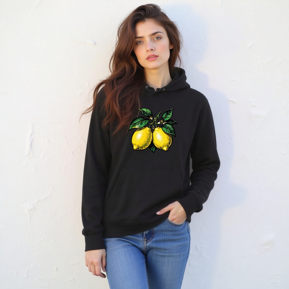 Unisex Eco Hoodie with Lemon Branch Design - Sustainable Essential Sweatshirt - Image 6