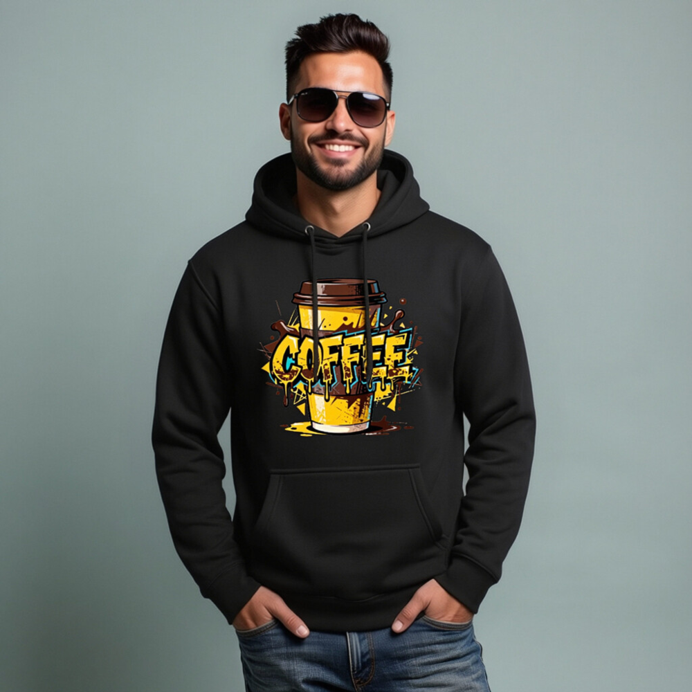 Unisex Premium Pullover Hoodie - Coffee Art Graphic Sweatshirt - Image 5