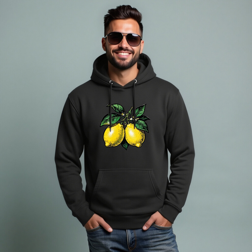 Unisex Premium Lemon Branch Hoodie | Yellow Citrus Graphic Pullover - Image 5