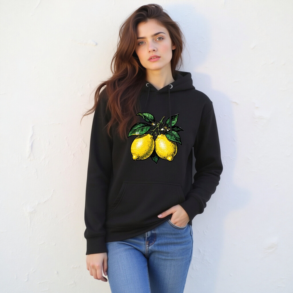 Unisex Premium Lemon Branch Hoodie | Yellow Citrus Graphic Pullover - Image 7