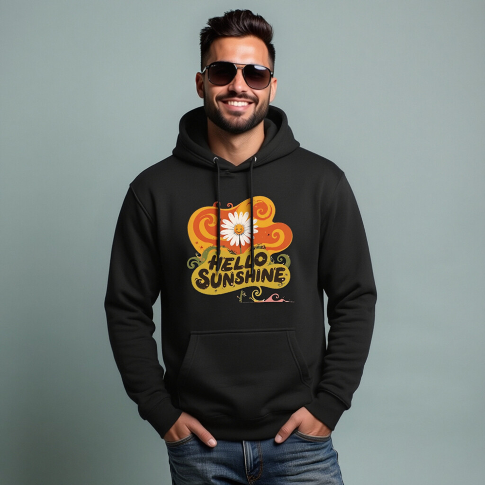 Unisex Premium Pullover Hoodie - Hello Sunshine Daisies & Sunburst Design - Image 5